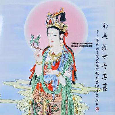TRANH SỨ KHUNG GỖ – QUAN THẾ ÂM BỒ TÁT